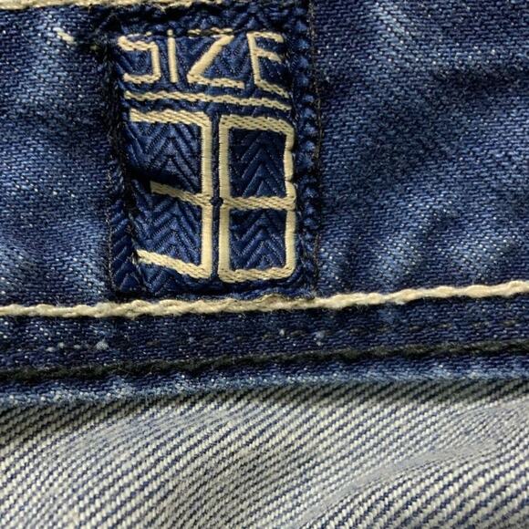 Division E Jeans Mens 38x27 Whiskers Distressed Straight Leg Mid Wash Streetwear - Picture 12 of 14